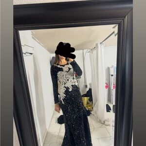 Black and Silver Sequin Gown